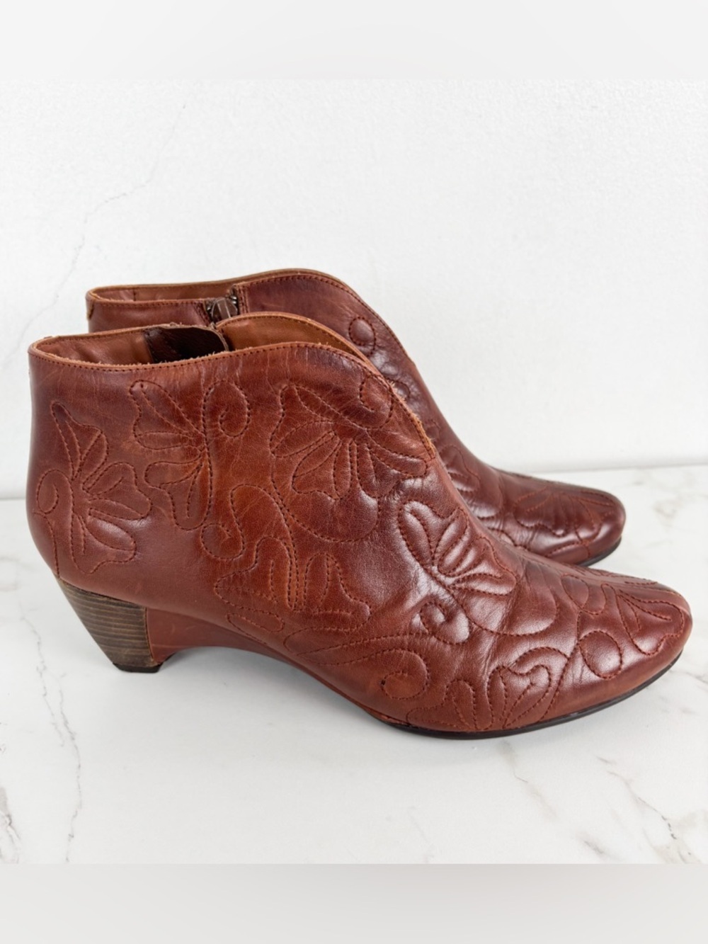 Pikolinos Cuero Embroidered Leather Booties Sz 38 (7.5) - Picture 3 of 11